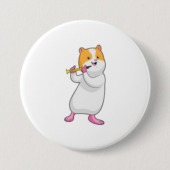Hamster bei Musik mit Flute Button (Vorderseite)