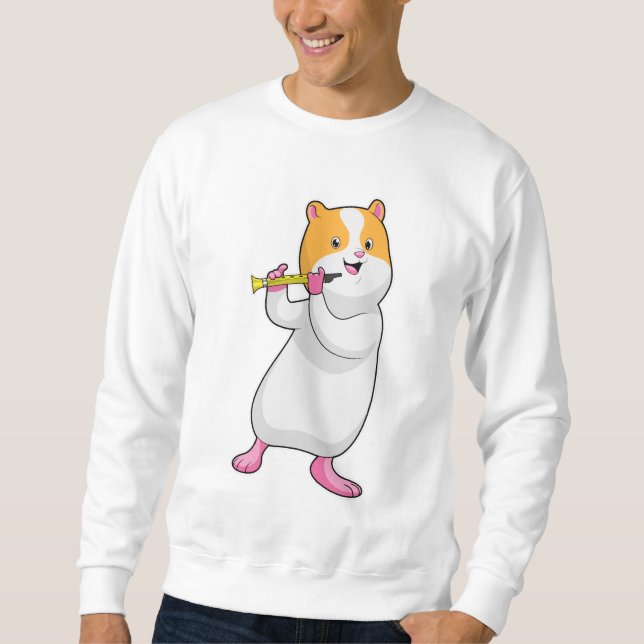 Hamster bei Musik mit Flute Sweatshirt (Vorderseite)