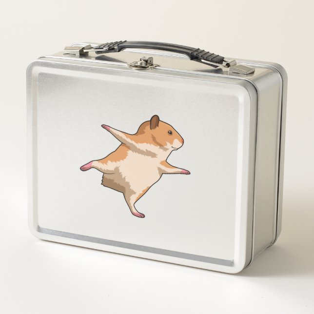 Hamster bei Yoga Stretching Legs Metall Brotdose (Vorderseite)
