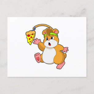 Hamster beim Essen mit Pizza Postkarte