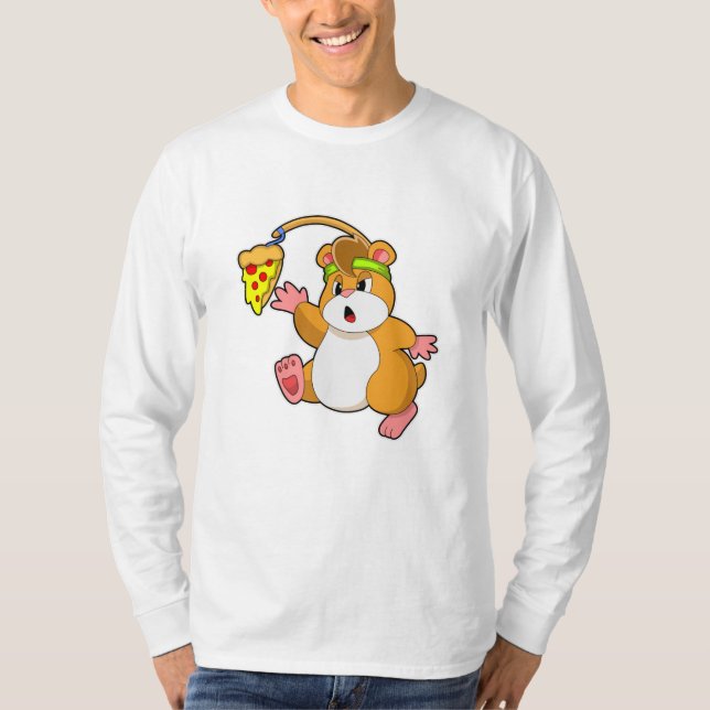 Hamster beim Essen mit Pizza T-Shirt (Vorderseite)