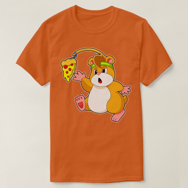Hamster beim Essen mit Pizza T-Shirt (Design vorne)