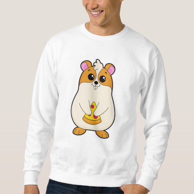 Hamster beim Essen von Pizza Sweatshirt (Vorderseite)