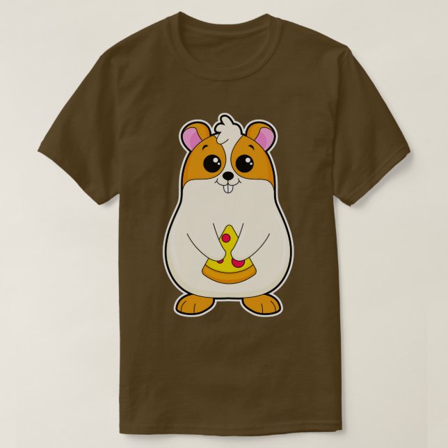 Hamster beim Essen von Pizza T-Shirt (Design vorne)