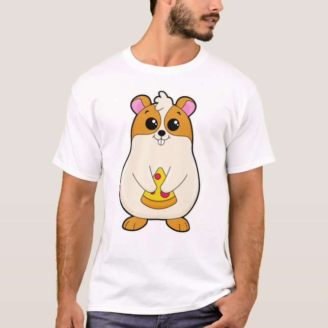 Hamster beim Essen von Pizza T-Shirt (Vorderseite)