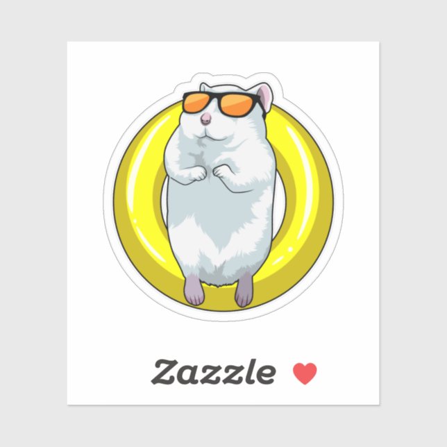 Hamster beim Schwimmen mit Schwimmring Aufkleber (Blatt)