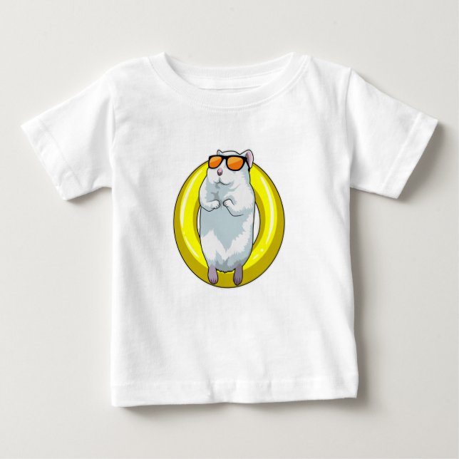 Hamster beim Schwimmen mit Schwimmring Baby T-shirt (Vorderseite)