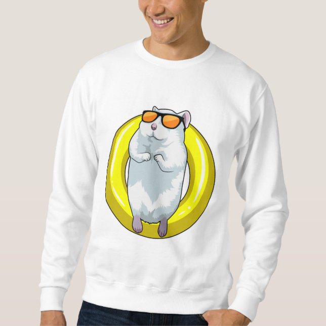 Hamster beim Schwimmen mit Schwimmring Sweatshirt (Vorderseite)
