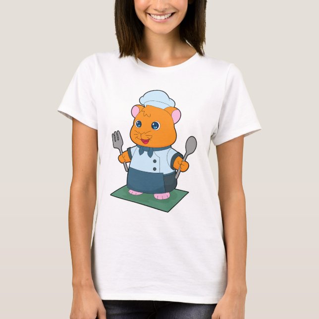 Hamster-Besteck-Kochen-Küche T-Shirt (Vorderseite)