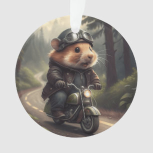 Hamster Biker Ornament