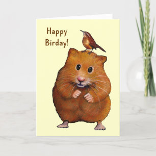 Hamster & Bird: Happy Bird Day, Birthday Karte