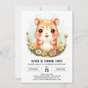 Hamster Birthday in Boho Style Einladung