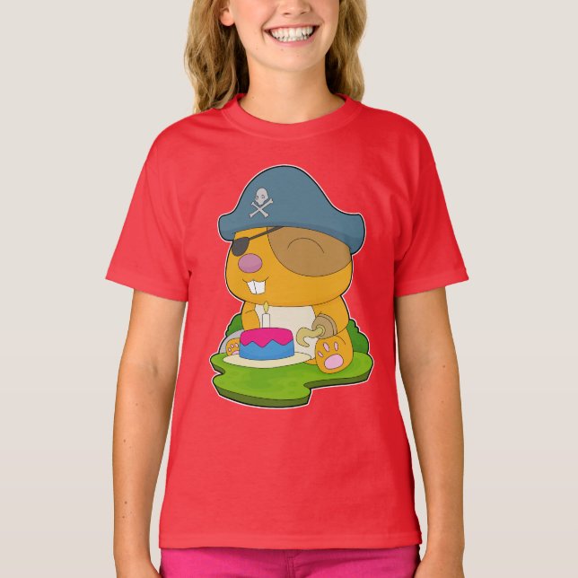 Hamster Birthday Pirate T-Shirt (Vorderseite)