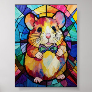 Hamster-Buntglas mit farbenfroher Fliege Poster
