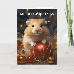 Hamster & Christmas Bauble Weihnachtskarte Karte