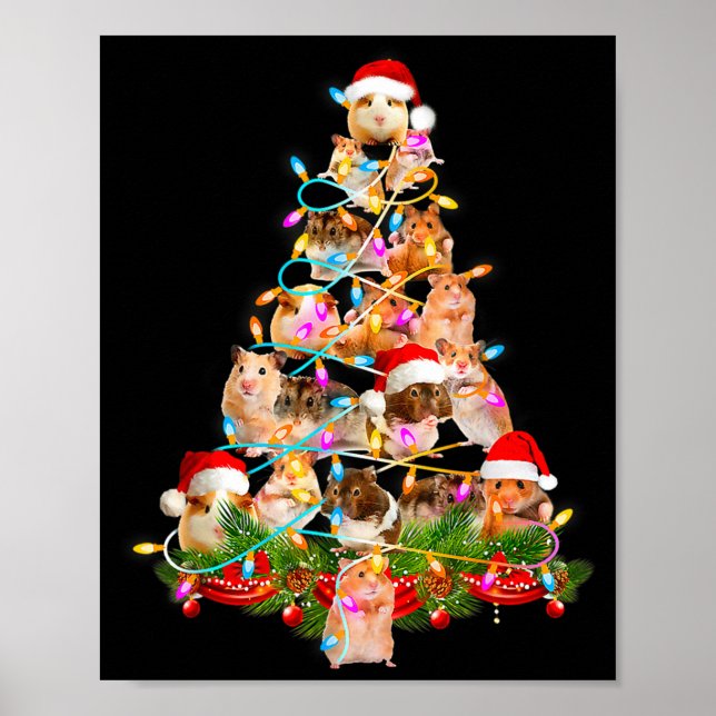 Hamster Christmas Tree Led Funny Hamster Snow Chir Poster (Vorne)