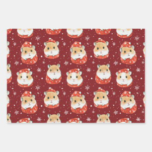 Hamster Christmas Wrapping Paper Geschenkpapier Set