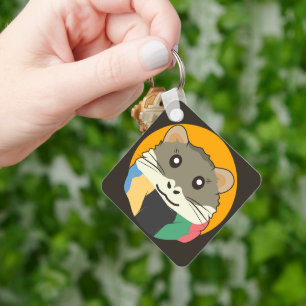 Hamster 🐹 das unartige Tier mit gestreiftem Schal Schlüsselanhänger