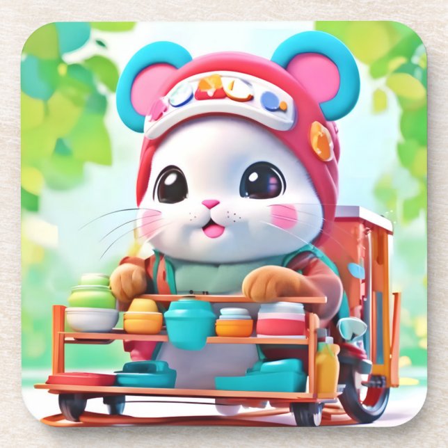 Hamster Delivery Hero Getränkeuntersetzer (Vorderseite)