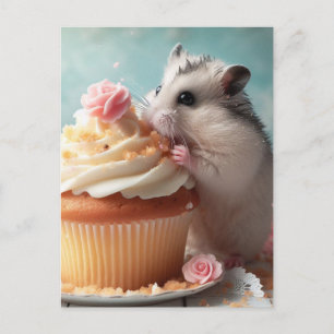 Hamster, der Kuchen isst Postkarte