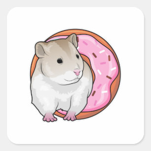 Hamster Donut Quadratischer Aufkleber