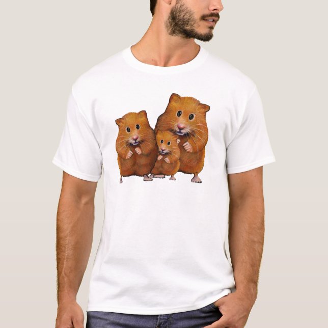 Hamster-Familie von drei: Niedlich: Farbbleistift T-Shirt (Vorderseite)