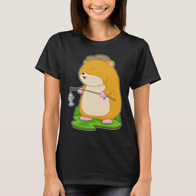 Hamster Fisher Angelrute Angeln T-Shirt (Vorderseite)