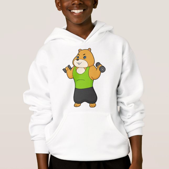 Hamster Fitness Dumbbell Hoodie (Vorderseite)