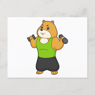 Hamster Fitness Dumbbell Postkarte