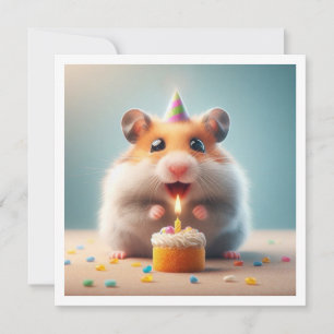 Hamster frisst Kuchen Einladung zum Geburtstag