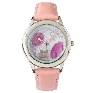 Hamster für Mädchen in Clear Ball Pink Heart Watch Armbanduhr