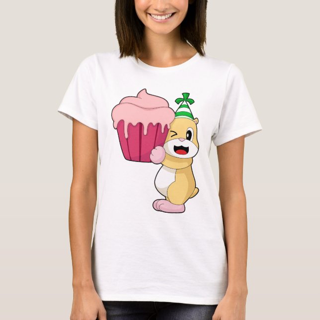 Hamster-Geburtstagscupcake T-Shirt (Vorderseite)