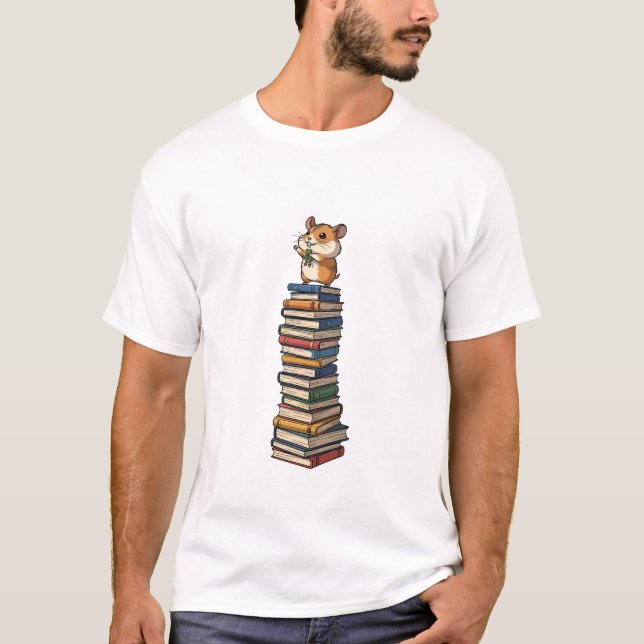 Hamster-Held auf Büchern T-Shirt (Vorderseite)