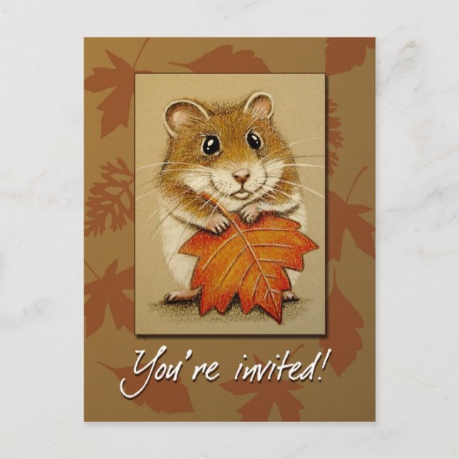 Hamster & Herbstleaf - Postkarte (Vorderseite)