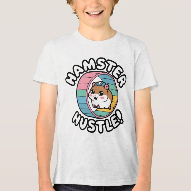 Hamster Hustle Niedlich Workout Tri-Blend Shirt (Vorderseite)