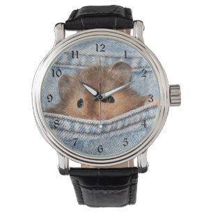 Hamster in der Blue Jeans Armbanduhr