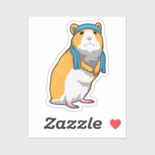 Hamster in Fitness mit Handtuch Aufkleber