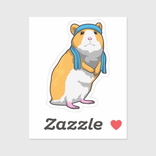 Hamster in Fitness mit Handtuch Aufkleber (Blatt)