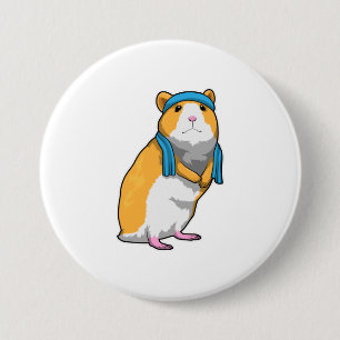 Hamster in Fitness mit Handtuch Button