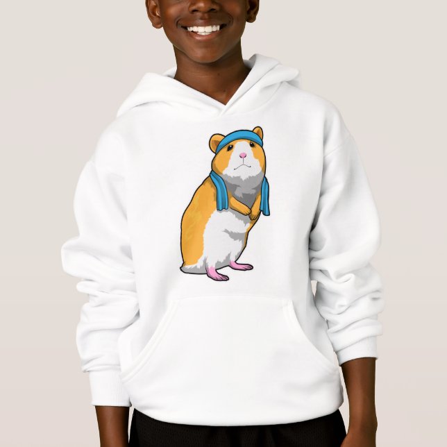 Hamster in Fitness mit Handtuch Hoodie (Vorderseite)