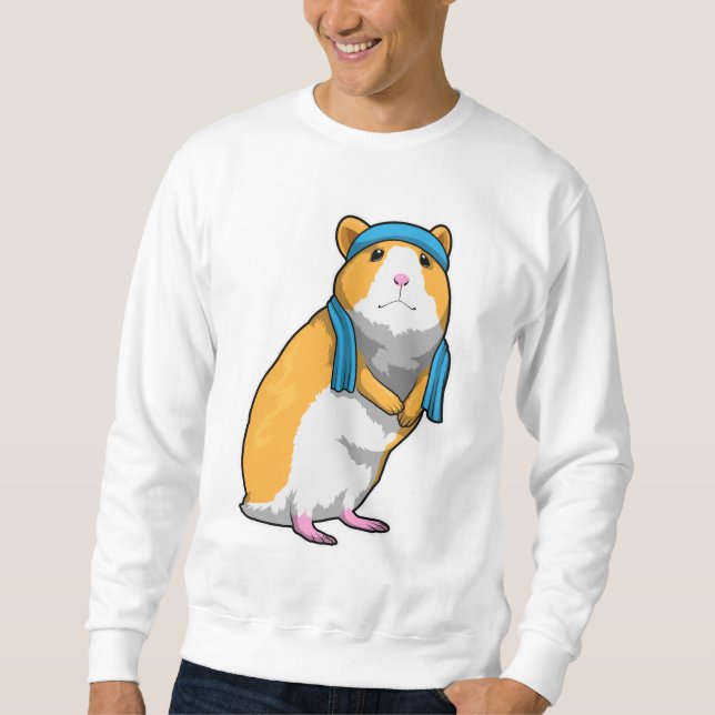 Hamster in Fitness mit Handtuch Sweatshirt (Vorderseite)