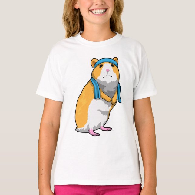 Hamster in Fitness mit Handtuch T-Shirt (Vorderseite)