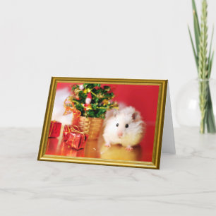 Hamster Kokolinka mit Weihnachtsbaum Feiertagskarte