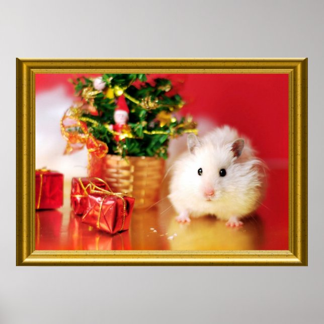 Hamster Kokolinka mit Weihnachtsbaum Poster (Vorne)