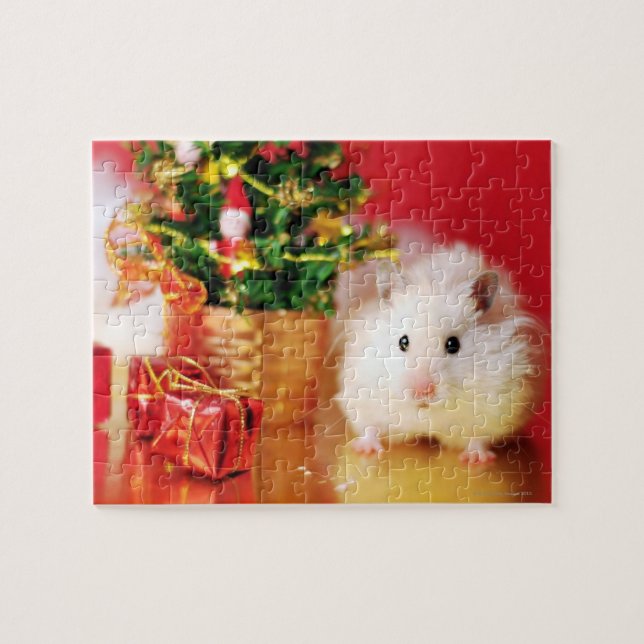 Hamster Kokolinka mit Weihnachtsbaum Puzzle (Horizontal)