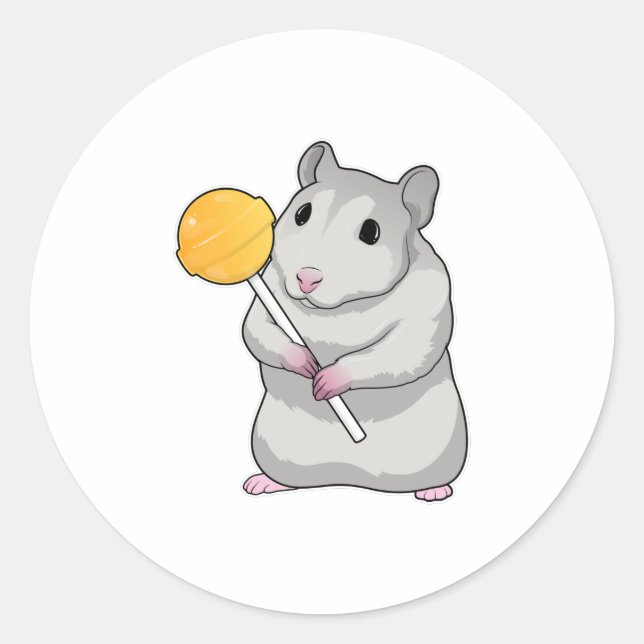 Hamster Lollipop Runder Aufkleber (Vorderseite)