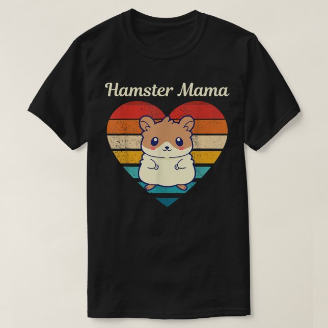 Hamster Mama Cute Hamster Design Retro Heart Shape T-Shirt (Design vorne)