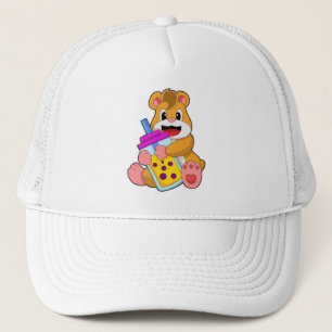 Hamster mit Babyflaschensaft Truckerkappe