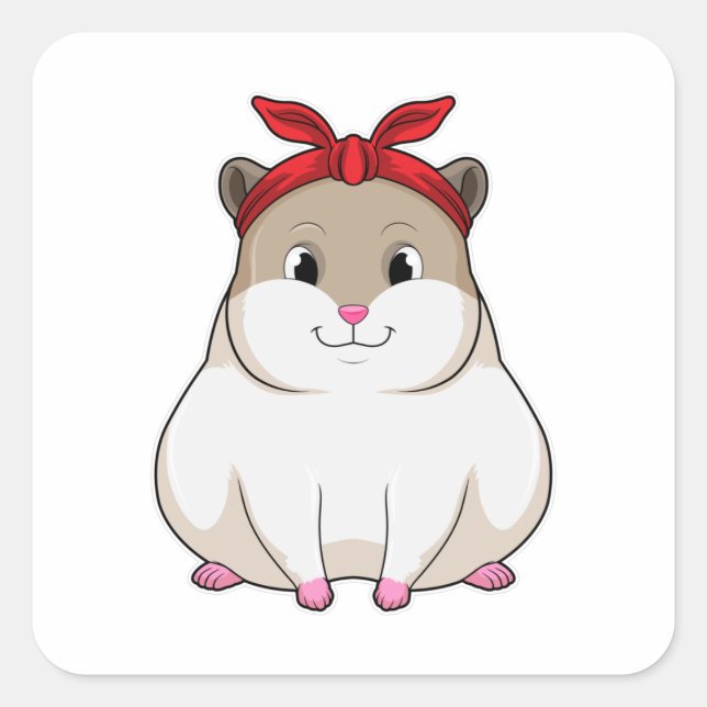 Hamster mit Bandana Quadratischer Aufkleber (Vorderseite)