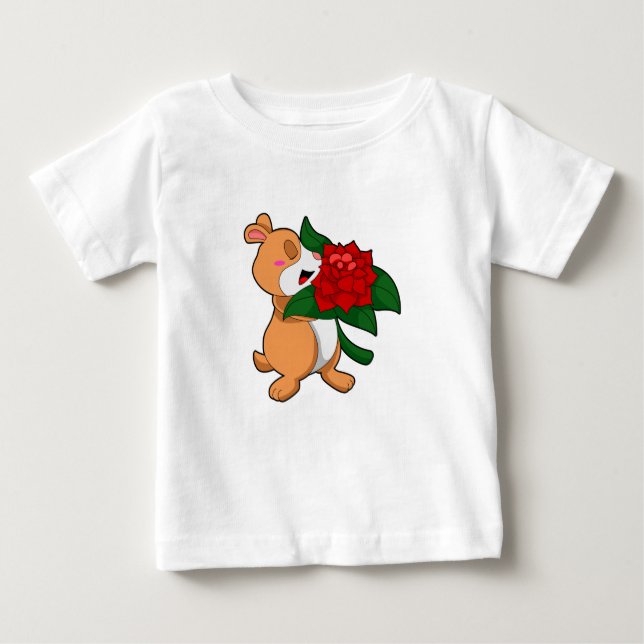 Hamster mit Blume Rose Baby T-shirt (Vorderseite)